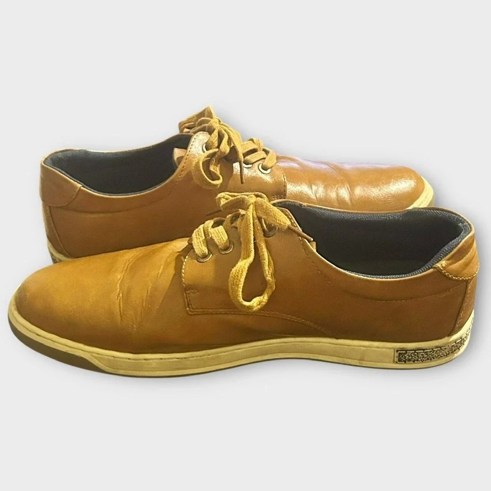 Jousen Men's Oxford Dress Shoes Brown Size 11 Casual Lace Up‎ Preowned